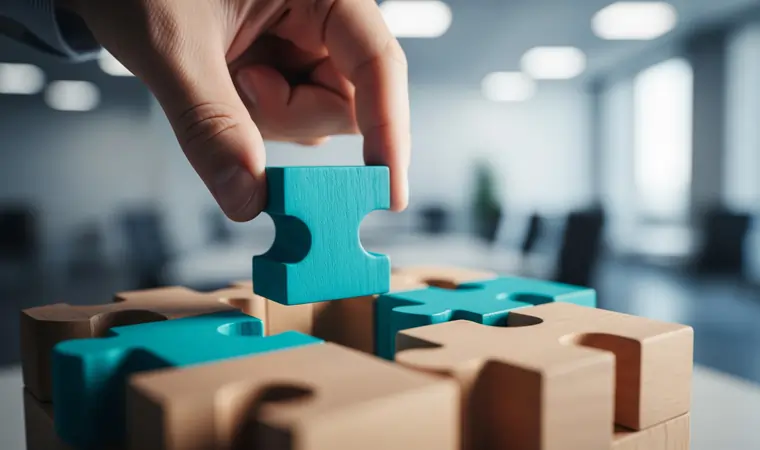 Pezzi di un puzzle in legno a simboleggiare l'importanza di un'analisi SWOT affinché tutto combaci | MentiPratiche
