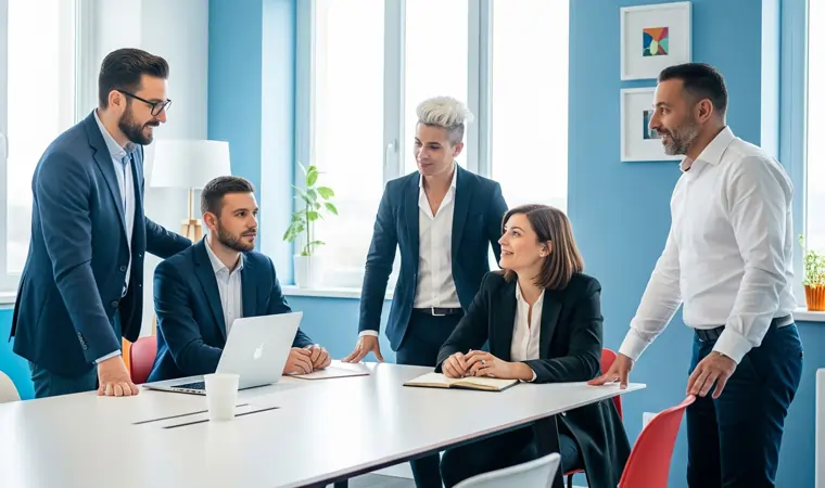 Personale di una PMI italiana discute la SWOT analysis aziendale | MentiPratiche